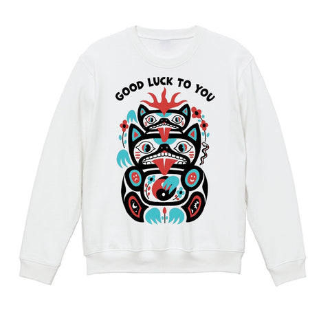 Maru Tattoo Lucky Cat  crew neck sweatshirt